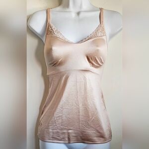 Ruby Ribbon Satin Chemise with Lace in Nude Size 34